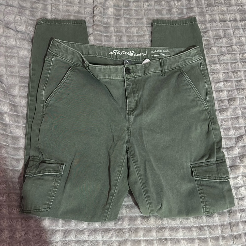 Eddie Bauer green, cargo skinny jeans